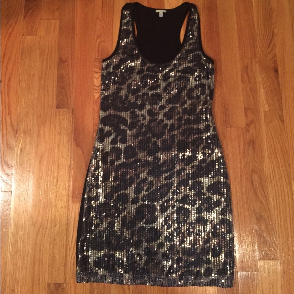 Sequin cheetah print mini dress